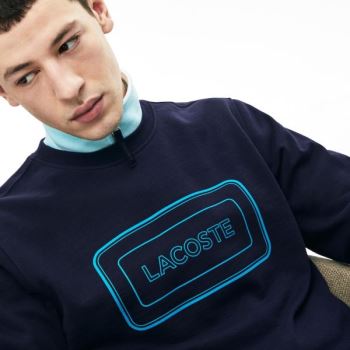 Lacoste Motion Regular Fit Crew Neck Cotton Sweatshirt - Mikiny Pánské Tmavě Blankyt Blankyt | CZ-4T